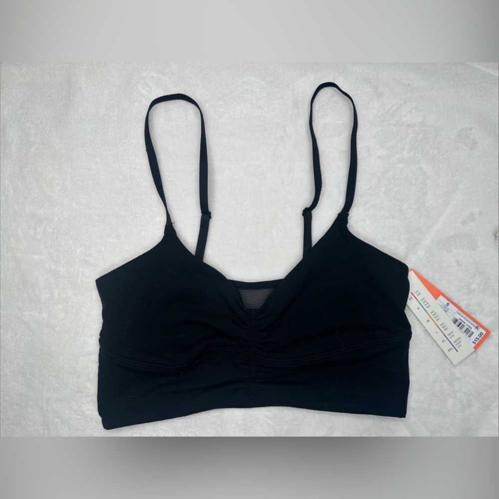 Colsie Women's Black Ruched Bralette With Adjustable Straps Small & XSmall
